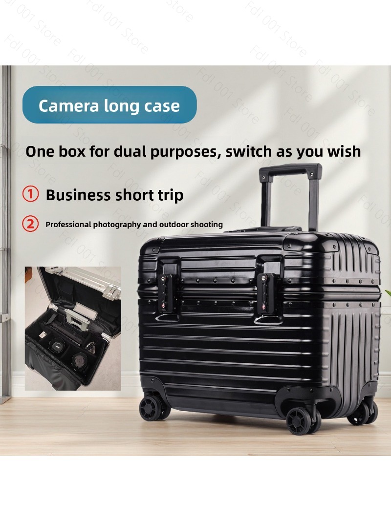 Travel Luggage Set - Aluminium fototrolleykoffer met bovenste klep, universele